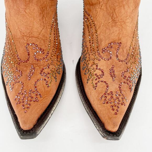 Old Gringo Mango Orange Eagle Swarovski Crystal Western Cowgirl Boot size 7.5 - Picture 6 of 11